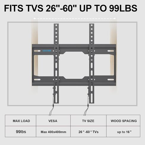 USX STAR Advanced Tilt TV Wall Mount with Extendable Design for Most 42-90 inch TVs, Wall Mount TV Bracket with Quick Lock Release, Max VESA 600x400mm, Hold TV up to 120LBS and 24'' Studs in Kuwait