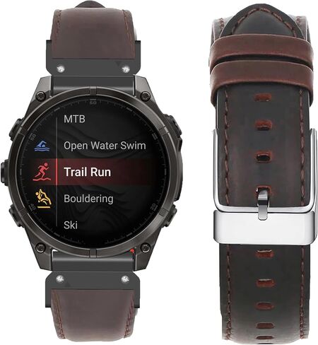 Compatible with Garmin Fenix 8 bands, Lamshaw 26mm, 22mm, 20mm Leather Silicone Breathable Replacement Smartwatch Strap Wristband Compatible with Fenix 8 43mm, 47mm, 51mm, Fenix 8 Series, Fenix 7 in Saudi Arabia