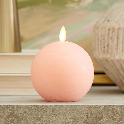 Luminara Mellow Peach Chalky Sphere (3.5" x 4.25") Flameless Candle Real Wax Unscented Moving LED Sphere Designed to fit Snail Candle Holder (Sold Separately) in Kuwait