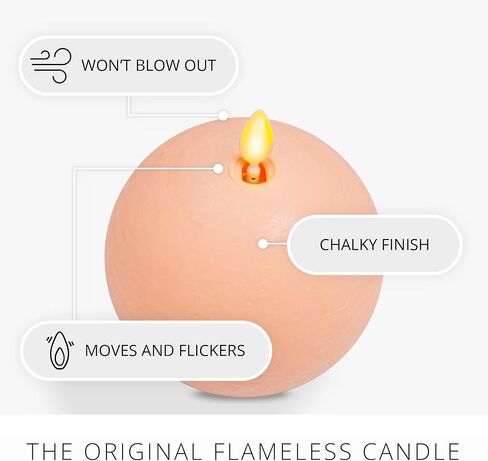 Luminara Mellow Peach Chalky Sphere (3.5" x 4.25") Flameless Candle Real Wax Unscented Moving LED Sphere Designed to fit Snail Candle Holder (Sold Separately) in Kuwait