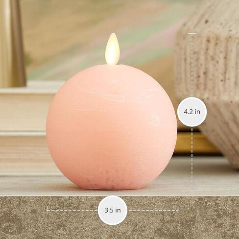 Luminara Mellow Peach Chalky Sphere (3.5" x 4.25") Flameless Candle Real Wax Unscented Moving LED Sphere Designed to fit Snail Candle Holder (Sold Separately) in Kuwait
