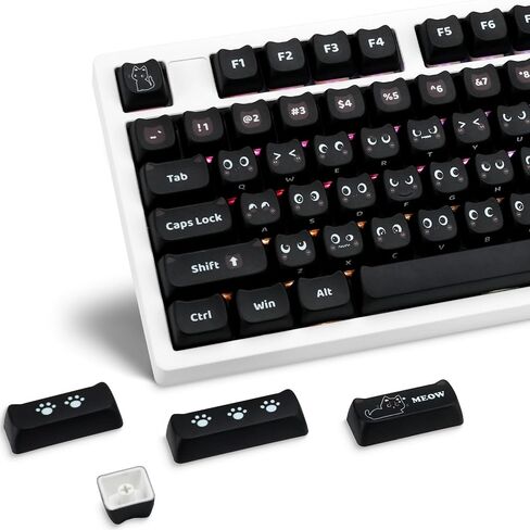 HITIME XVX Meow Meow Keycaps Set, Dye-Sublimation Cute PBT Keycaps, MAO Profile Cat Key caps, 143 Keys Custom Keyboard Keycaps for 61/64/68/84/87/100/104/108 Cherry MX Mechanical Keyboard in Kuwait