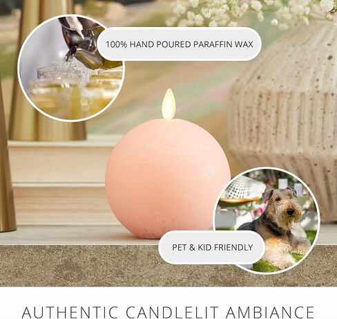 Luminara Mellow Peach Chalky Sphere (3.5" x 4.25") Flameless Candle Real Wax Unscented Moving LED Sphere Designed to fit Snail Candle Holder (Sold Separately) in Kuwait