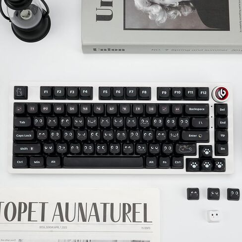 HITIME XVX Meow Meow Keycaps Set, Dye-Sublimation Cute PBT Keycaps, MAO Profile Cat Key caps, 143 Keys Custom Keyboard Keycaps for 61/64/68/84/87/100/104/108 Cherry MX Mechanical Keyboard in Kuwait