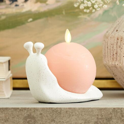 Luminara Mellow Peach Chalky Sphere (3.5" x 4.25") Flameless Candle Real Wax Unscented Moving LED Sphere Designed to fit Snail Candle Holder (Sold Separately) in Kuwait