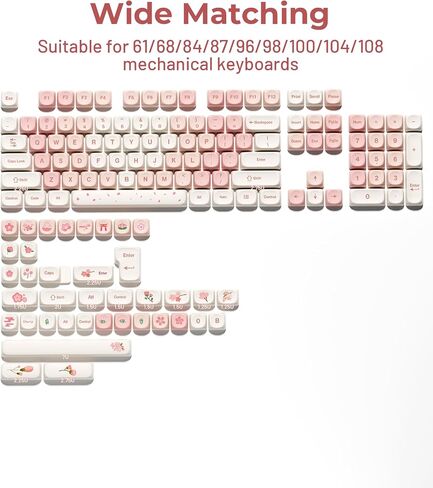 HITIME XVX Meow Meow Keycaps Set, Dye-Sublimation Cute PBT Keycaps, MAO Profile Cat Key caps, 143 Keys Custom Keyboard Keycaps for 61/64/68/84/87/100/104/108 Cherry MX Mechanical Keyboard in Kuwait