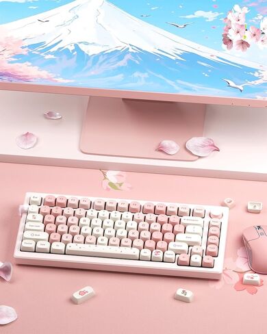HITIME XVX Meow Meow Keycaps Set, Dye-Sublimation Cute PBT Keycaps, MAO Profile Cat Key caps, 143 Keys Custom Keyboard Keycaps for 61/64/68/84/87/100/104/108 Cherry MX Mechanical Keyboard in Kuwait