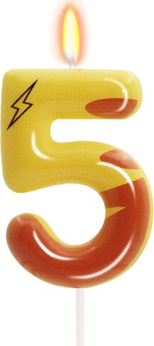 Lightning Print 6th Birthday Candles for Boys Girls, Yellow Pika Themed Cake Topper, Cartoon Themed Birthday Party Decorations Supplies (Number 6) in Saudi Arabia