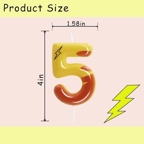 Lightning Print 6th Birthday Candles for Boys Girls, Yellow Pika Themed Cake Topper, Cartoon Themed Birthday Party Decorations Supplies (Number 6) in Saudi Arabia