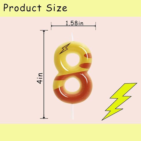 Lightning Print 6th Birthday Candles for Boys Girls, Yellow Pika Themed Cake Topper, Cartoon Themed Birthday Party Decorations Supplies (Number 6) in Saudi Arabia