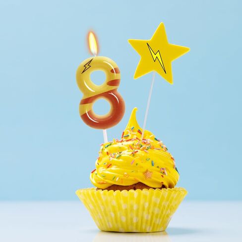 Lightning Print 6th Birthday Candles for Boys Girls, Yellow Pika Themed Cake Topper, Cartoon Themed Birthday Party Decorations Supplies (Number 6) in Saudi Arabia