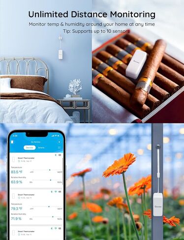 Govee WiFi مقياس حرارة الرطوبة 6 حزمة H5100، جهاز استشعار درجة الحرارة اللاسلكي الداخلي للرطوبة مع تنبيه إخطار التطبيق عن بعد، تصدير تخزين البيانات لمدة عامين، للمنزل، الدفيئة in Kuwait
