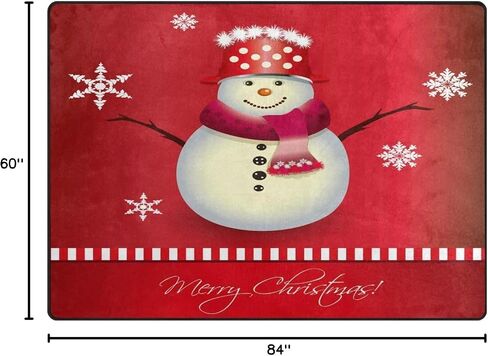 ALAZA Merry Christmas Snowflake Ball Snow Red Non Slip Area Rug 7' x 5' for Living Dinning Room Bedroom Kitchen Hallway Office Modern Home Decorative in Saudi Arabia