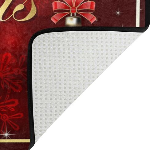 ALAZA Merry Christmas Snowflake Ball Snow Red Non Slip Area Rug 7' x 5' for Living Dinning Room Bedroom Kitchen Hallway Office Modern Home Decorative in Saudi Arabia