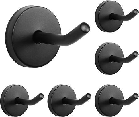 NearMoon Coat Hooks-Bath Towel Hangers, Wall Hooks for Hanging Hat Hurse Robe, 304 Stainless Steel Heavy Duty Garage Hooks for Bathroom Livingroom Hotel Kitchen Garage, 6 Pack (2 Inch, Matte Black) in Kuwait