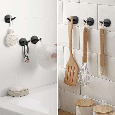 NearMoon Coat Hooks-Bath Towel Hangers, Wall Hooks for Hanging Hat Hurse Robe, 304 Stainless Steel Heavy Duty Garage Hooks for Bathroom Livingroom Hotel Kitchen Garage, 6 Pack (2 Inch, Matte Black) in Kuwait