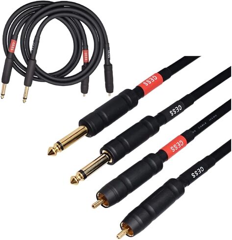 CNCESS CESS-112-1f RCA to 1/4" TS Audio Patch Cable, 12 Gauge, 2 Cables (1 Foot) in Kuwait