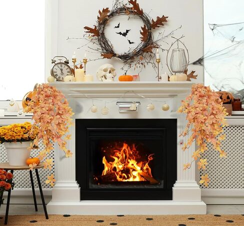 6PCS Artificial Fall Stems Faux Branches with Leaves for Vase Fake Plants for Home Table Autumn Festival Thanksgiving Christmas Decor 28" in Kuwait