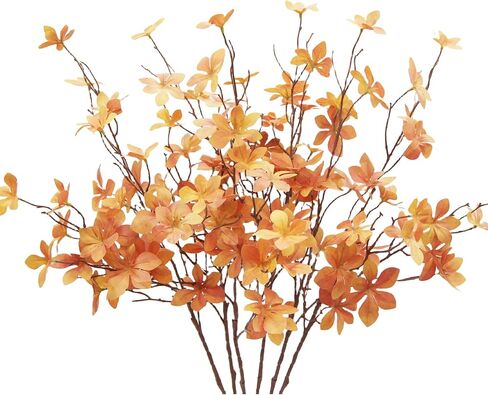 6PCS Artificial Fall Stems Faux Branches with Leaves for Vase Fake Plants for Home Table Autumn Festival Thanksgiving Christmas Decor 28" in Kuwait
