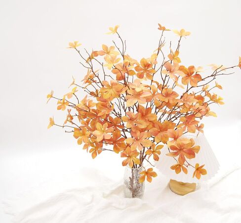 6PCS Artificial Fall Stems Faux Branches with Leaves for Vase Fake Plants for Home Table Autumn Festival Thanksgiving Christmas Decor 28" in Kuwait
