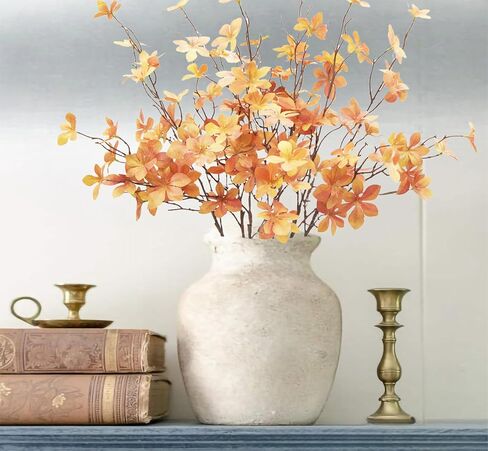 6PCS Artificial Fall Stems Faux Branches with Leaves for Vase Fake Plants for Home Table Autumn Festival Thanksgiving Christmas Decor 28" in Kuwait