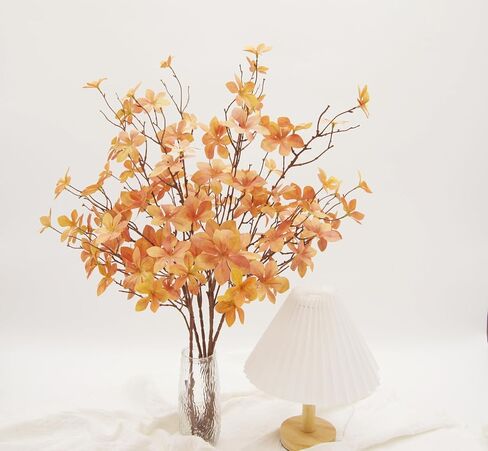 6PCS Artificial Fall Stems Faux Branches with Leaves for Vase Fake Plants for Home Table Autumn Festival Thanksgiving Christmas Decor 28" in Kuwait