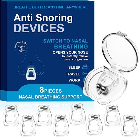 Anti Snoring Devices, Silicone Magnetic Snoring Nose Clip for Sleeping with Adjustable, Effective Sleep Apnea Devices, Snoring Solution for All Genders, Stop Snoring Aids to Ensure Deep Sleep, 8PCS in Saudi Arabia