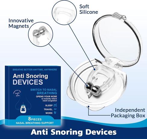 Anti Snoring Devices, Silicone Magnetic Snoring Nose Clip for Sleeping with Adjustable, Effective Sleep Apnea Devices, Snoring Solution for All Genders, Stop Snoring Aids to Ensure Deep Sleep, 8PCS in Saudi Arabia