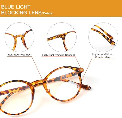 Vintage Round Blue Light Glasses for Women Men, Retro Circle TR90 Frame Protection Eyeglasses Anti Eyestrain Ruby in Saudi Arabia