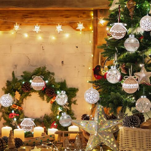 Syhood 24 Pcs Burlap Christmas Ball Ornaments 2.76 Inch Rustic Farmhouse Christmas Tree Ornaments Decoration Natural Jute Rope Hanging Balls Boho Christmas Ornaments for Xmas Tree Party Holiday Decor in Saudi Arabia