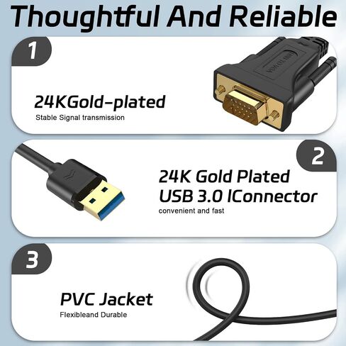 USB C to VGA Cable 3ft, VGA to USB C Cable for Monitor, Type-C to VGA Cable, USB C to VGA Cable Compatible with MacBook Pro/Air, iPad Pro, Phone, Laptop, Projector in Saudi Arabia