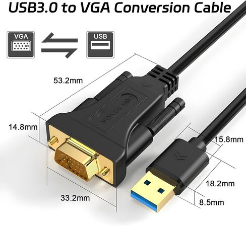USB C to VGA Cable 3ft, VGA to USB C Cable for Monitor, Type-C to VGA Cable, USB C to VGA Cable Compatible with MacBook Pro/Air, iPad Pro, Phone, Laptop, Projector in Saudi Arabia