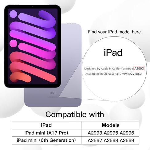 حافظة JETech لجهاز iPad Mini 6 (موديل 2021 مقاس 8.3 بوصات) مع حامل أقلام رصاص، تدعم شحن القلم الرصاص الثاني، غطاء كمبيوتر لوحي نحيف مع ظهر ناعم من مادة TPU، تنبيه/غفو تلقائي (أسود) in Kuwait