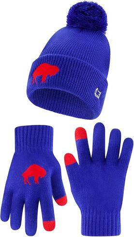 Ultra Game Adults Unisex NFL Official Super Soft Heritage Logo Winter Beanie Knit Hat with Extra Warm Touch Screen Gloves in Kuwait
