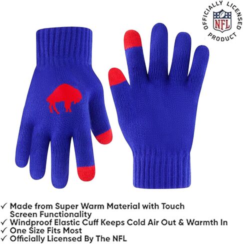 Ultra Game Adults Unisex NFL Official Super Soft Heritage Logo Winter Beanie Knit Hat with Extra Warm Touch Screen Gloves in Kuwait