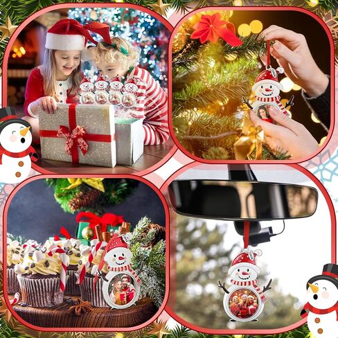 Jetec 4 قطع عيد الميلاد ثلج إطارات الصور المعدنية شجرة عيد الميلاد شنقا زخرفة عيد الميلاد شنقا إطارات الصور عيد الميلاد ثلج قلادة إطار الصورة لديكور المنزل in Saudi Arabia
