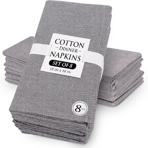 KAF Home Overbrook Chambray Dinner Napkins - Set of 8 (Beige)