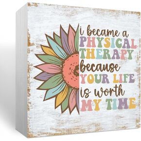 Physical Therapy Gifts Physical Therapist Gifts Rustic PT Office Decor Accessories Wooden Box Sign Inspirational PT Gifts for Occupational Physical Therapist Coworker Home Office Shelf Table Decor