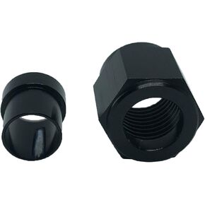 8AN Female Tube Nut and Sleeve Aluminum Hardline Fitting for 1/2 inch Tube Hose Line Adapters Black