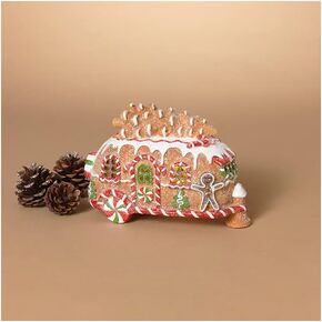 Gerson International Battery Operated Lighted Holiday Gingerbread Camper, 7.4-inch Long, Resin