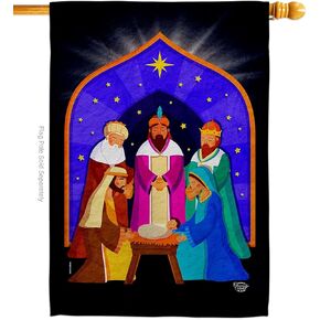 Christmas Decorations Nativity Banner Wall Hanging Home Indoor Porch Dorm Bedroom Residential Flag Outdoor Tapestry Poster Signs Religious Christian Gifts For Women 3 Wise Kings Room Decor Made In USA