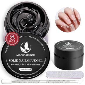 Soild Nail Glue Gel,30g Soild Nail Glue for False Nail Tips,Nail Tips and Acrylic Nails,Solid Gel Nail Glue for Press On Nails Strong Adhesion Solid Gel Nail Art DIY,Need UV Light Cured