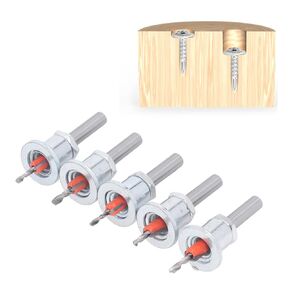 Countersink Drill Bit 5Pcs Wood Hole Countersink Drill Bit Set, Adjustable Countersink Hole Drill Bit with Adjustable Low Friction Depth Stop, Screw Hole Cutter for Wood Metal Tool