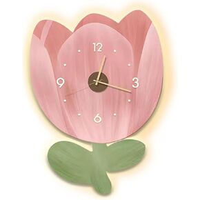 Ergocar Hanging Clock, Art Decorative Led Hanging Clock, Modern Flower Hanging Clock, Suitable for Living Room, Bedroom, Study, Office