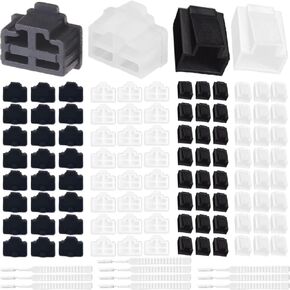 RJ45 Dust Cover Protector, Ethernet Hub Plug Protectors for Cat5e Cat6 Cat7 Cable, LAN Connector Cap for Laptop Computer Patch Panel Router TV, (50 Female + 50 Male) 100pcs, with Brush