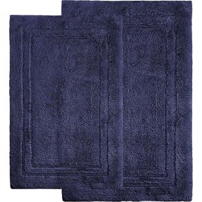 طقم سجادة حمام متفوقة غير قابلة للانزلاق مكونة من قطعتين، قطيفة للغاية وناعمة وذات قدرة على الامتصاص مصنوعة من القطن الممشط بنسبة 100% - مجموعة سجادة حمام بيضاوية تقليدية، أزرق فاتح in Kuwait