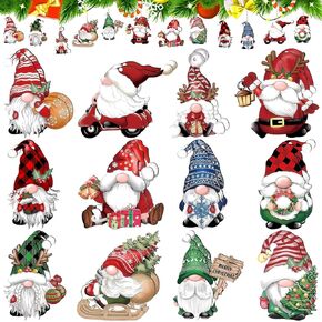 24 Pcs Christmas Gnome Ornaments, Christmas Tree Christmas Wreaths Gnome Wooden Hanging Ornaments, Christmas Party Decorating Supplies Christmas Ropes Decoration Crafts