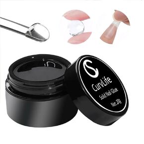Solid Nail Glue For Press On Nails, 15g Curv Life Solid Gel Nail Glue For Nail Tips, Solid Glue Kit For Clear Acrylic Nail Tips Solid Builder Gel For Nail Strengthen Uv Light Cured (20G Glue)