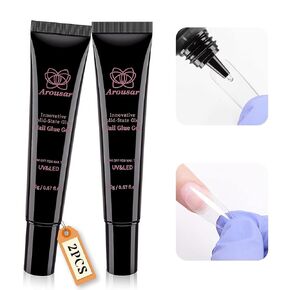 Gel Nail Tips Glue - 20ml*2 PCS, Solid Nail Glue Gel for Nail Tips Press on Nails Super Strong Nail Glue Gel for Acrylic Nails for Women Girls