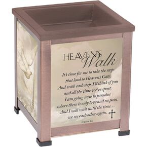 Elanze Designs Heaven's Walk Bereavement Poem Copper Tone Metal Electrical Wax Tart and Oil Glass Warmer